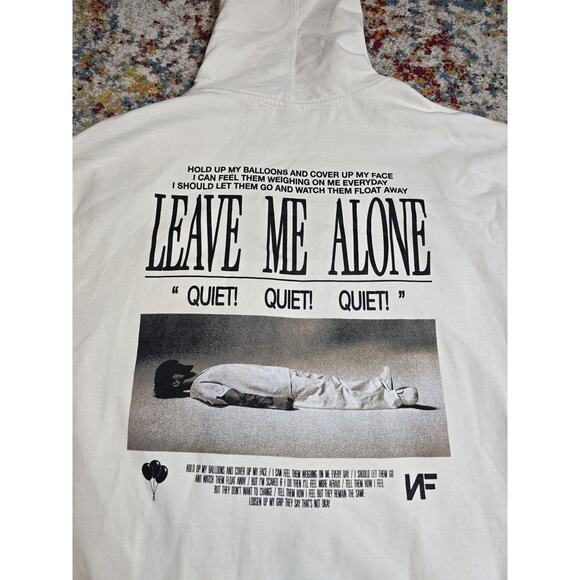 NF Rapper Quiet Leave Me Alone Hoodie 2019 Size 3XL Rare Cream Double Sided - Picture 1 of 6